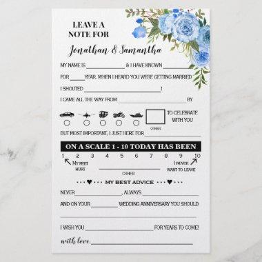 Blue Floral Note for Couple Wedding Reception Invitations Flyer