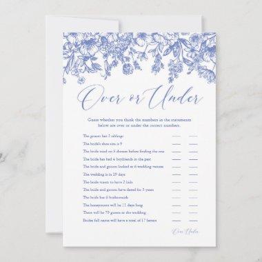 Blue Floral Over or Under Bridal Shower Game Invitations