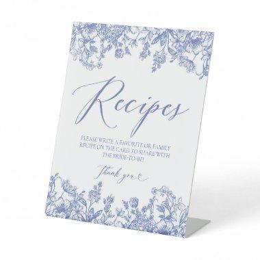 Blue Floral Recipe Invitations Sign Leave Your Recipe