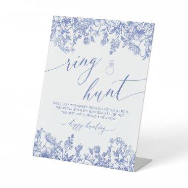 Blue Floral Ring Hunt Bridal Shower Game Sign