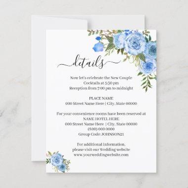 Blue Floral Romantic Boho Chic Details insert card