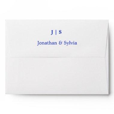 Blue Floral Rose Green Leaf Monogram Name Wedding Envelope