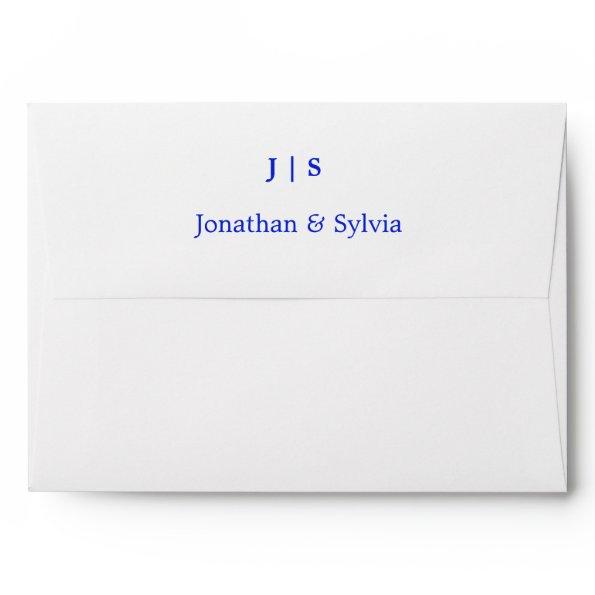 Blue Floral Rose Green Leaf Monogram Name Wedding Envelope