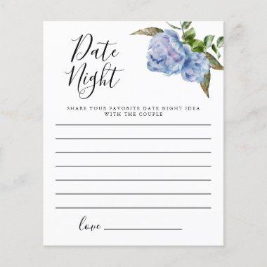 Blue Floral Shower Date Night Invitations