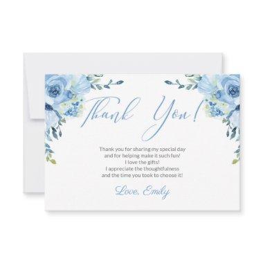 Blue floral silver  thank you