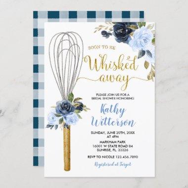 Blue Floral Soon to be Whisked Away Bridal Shower Invitations