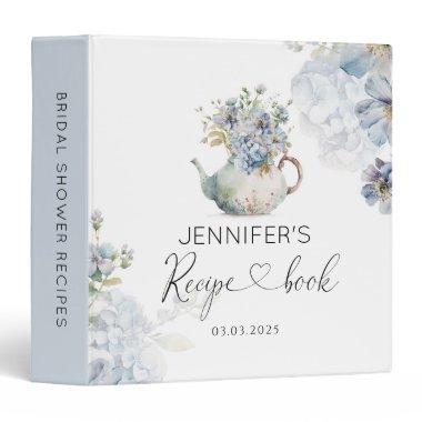 Blue Floral tea party  Recipe Book 3 Ring Binder