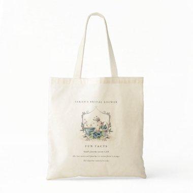 Blue Floral Teapot Tea Fun Facts  Tote Bag