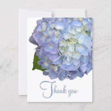 Blue Floral Thank You Blank Flat Invitations