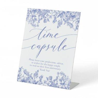 Blue Floral Time Capsule Bridal Shower Game Sign