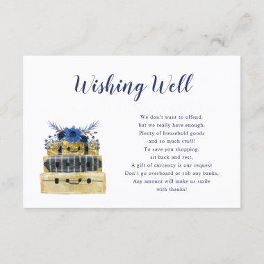 Blue Floral Travel Bridal Shower Wishing well Invitations
