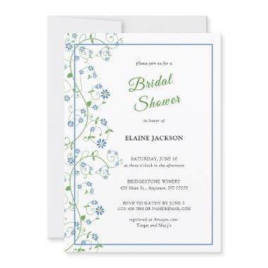 Blue Floral Vine Invitation Flat