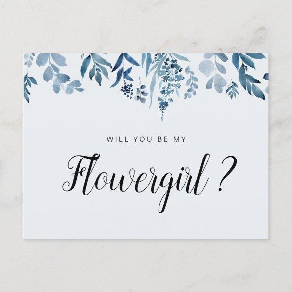 blue floral will you be my Flowergirl Invitations