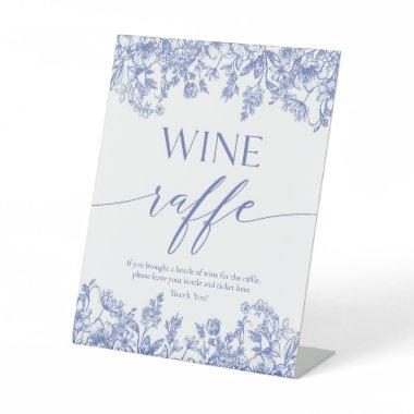 Blue Floral Wine Raffle Bridal Shower Game Sign