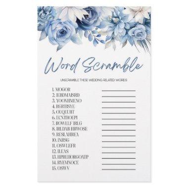 Blue Floral Word Scramble  Game Stationery