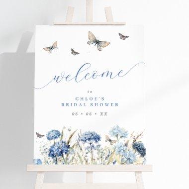 Blue Florals & Butterflies Bridal Shower Welcome Foam Board