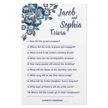BLUE FLOWER BRIDE & GROOM TRIVIA SHOWER GAME  FLYER