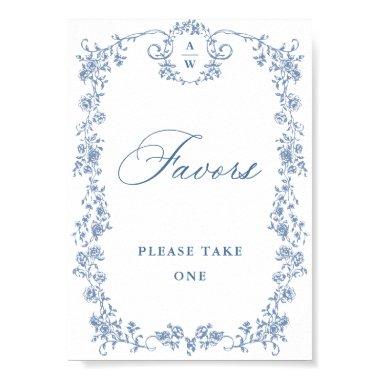 Blue Flower Ornate Victorian Grace Favors Wedding Poster