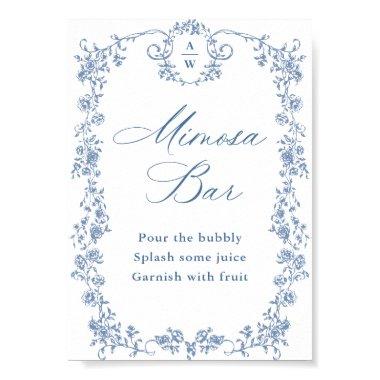 Blue Flower Ornate Victorian Grace Mimosa Bar Sign