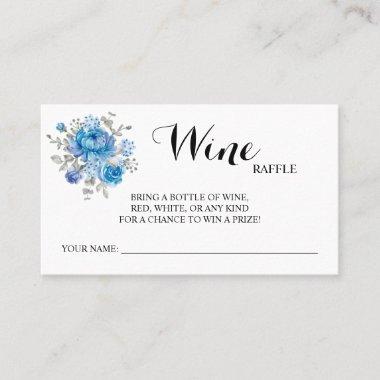 Blue Flower Wine Raffle Wedding Bridal Shower Invitations