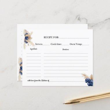 Blue Flowers and Pampas Recipe Invitations Bridal Shower