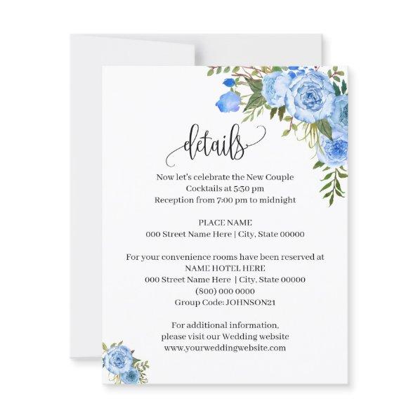 Blue Flowers Boho Chic Western Details insert card