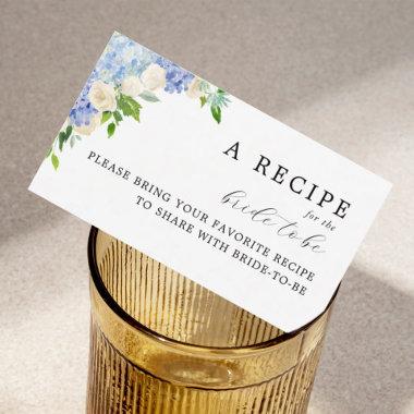 Blue Flowers Bridal Shower Share A Recipe Enclosure Invitations