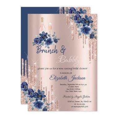 Blue Flowers Drips Brunch & Bubbly