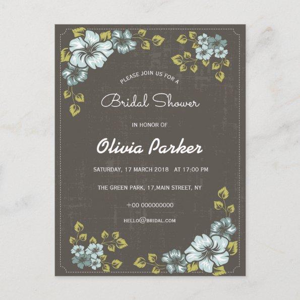 blue flowers invitation bridal shower postInvitations