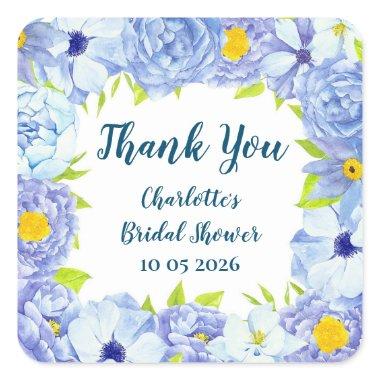 Blue Flowers Thank You  Favor Tag