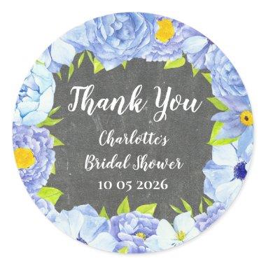 Blue Flowers Thank You  Favor Tag