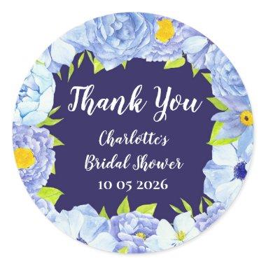 Blue Flowers Thank You  Favor Tag