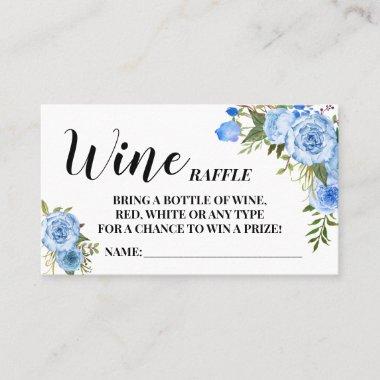 Blue Flowers Wine Raffle Ticket Bridal Shower Invitations