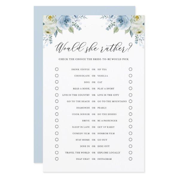 Blue Flowers Would Bride Rather  Game