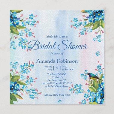 Blue Forget-me-not Bridal Shower Invitations