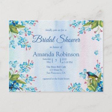 Blue Forget-me-not Flower Bridal Shower PostInvitations