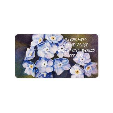 BLUE FORGET ME NOTS FLORAL LABEL