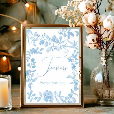 Blue french vintage floral favors bridal shower poster
