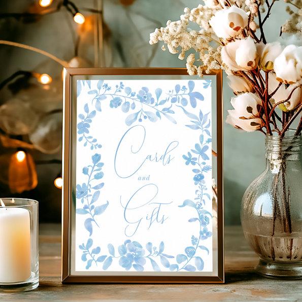 Blue french vintage floral sign bridal shower