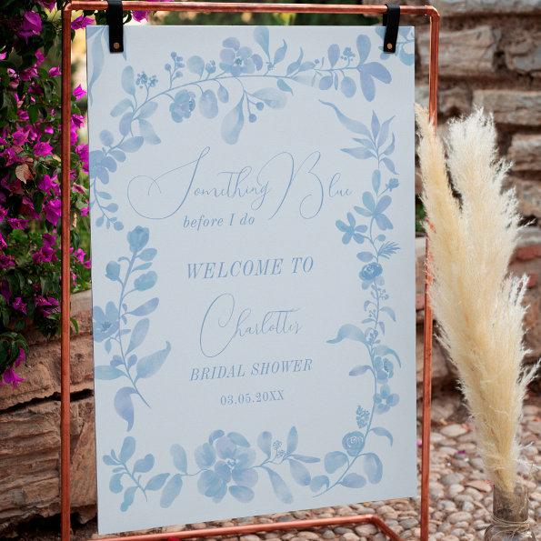 Blue french vintage floral welcome bridal shower poster