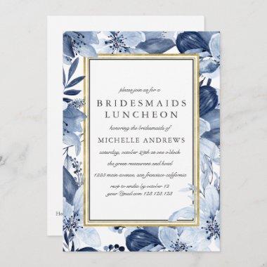 Blue Garden Chic Bridesmaids Luncheon Wedding Invitations