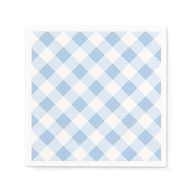Blue Gingham Checkered Pattern Paper Napkin