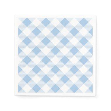 Blue Gingham Checkered Pattern Paper Napkin