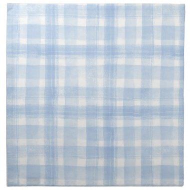 Blue Gingham Watercolor Cloth Napkin