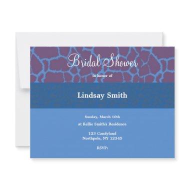 Blue Giraffe Pattern Bridal Shower Invitations