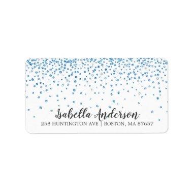 Blue Glitter Baby Shower Address Label