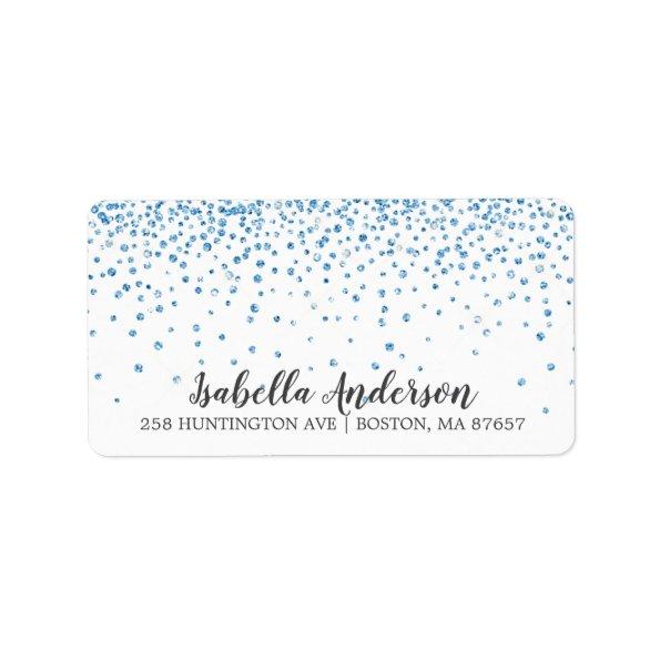 Blue Glitter Baby Shower Address Label