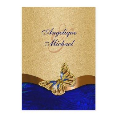 Blue gold brown butterfly wedding