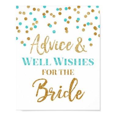 Blue Gold Confetti Advice for the Bride Sign