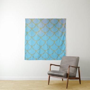 Blue & Gold Mermaid Party Backdrop